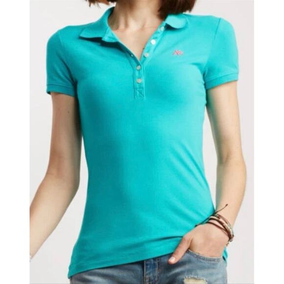 AEROPOSTALE Women's Aero Solid A87 Polo in teal - Picture 1 of 8